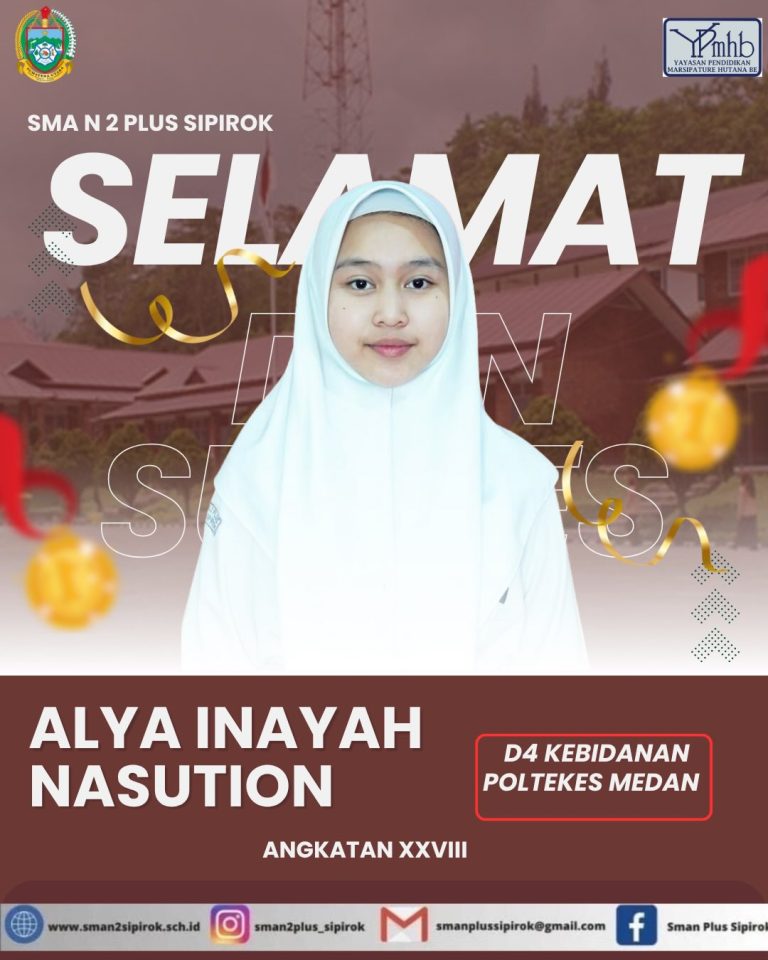 Selamat dan Sukses‼️🤩Keluarga besar SMA Negeri 2 Plus Sipirok mengucapkan selamat kepada siswa-